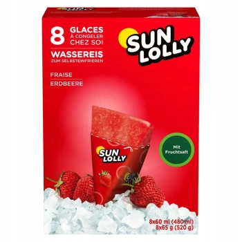 Lody truskawkowe do zamrożenia Sun Lolly 8 sztuk 520g
