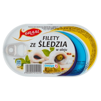 Śledzie w oleju Graal filety puszka 170g