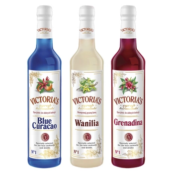 Victoria's zestaw syropów barmańskich mix smaków 3x490ml - Blue, Grenadina, Wanilia