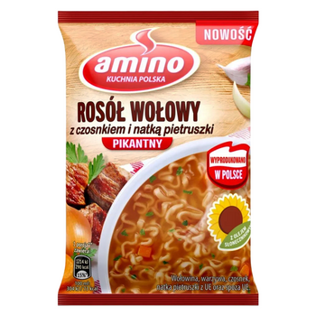 AMINO rosół wołowy z czosnkiem i natką pietruszki pikantny zupa 60G