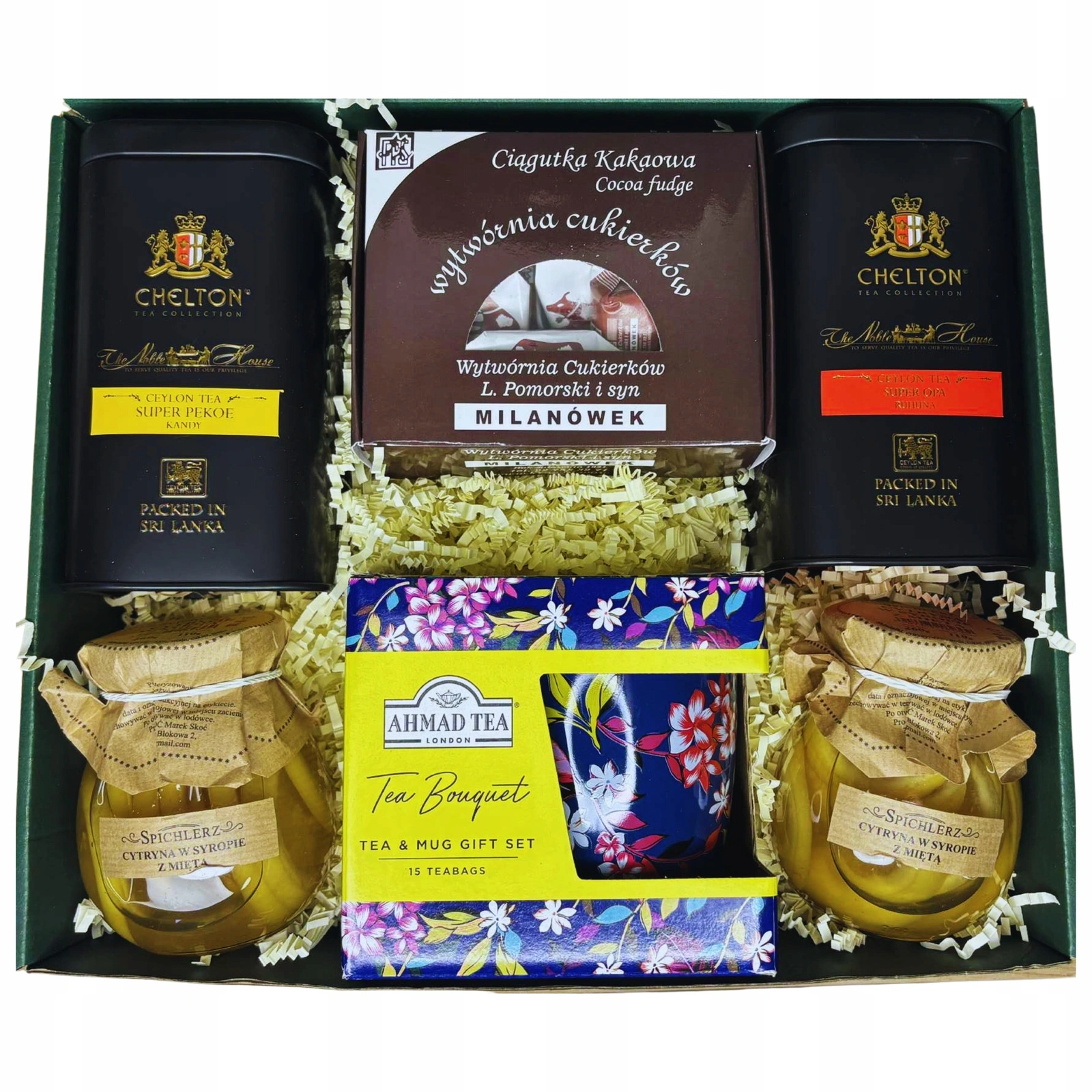 Zestaw prezentowy z kubkiem herbatami i krówkami