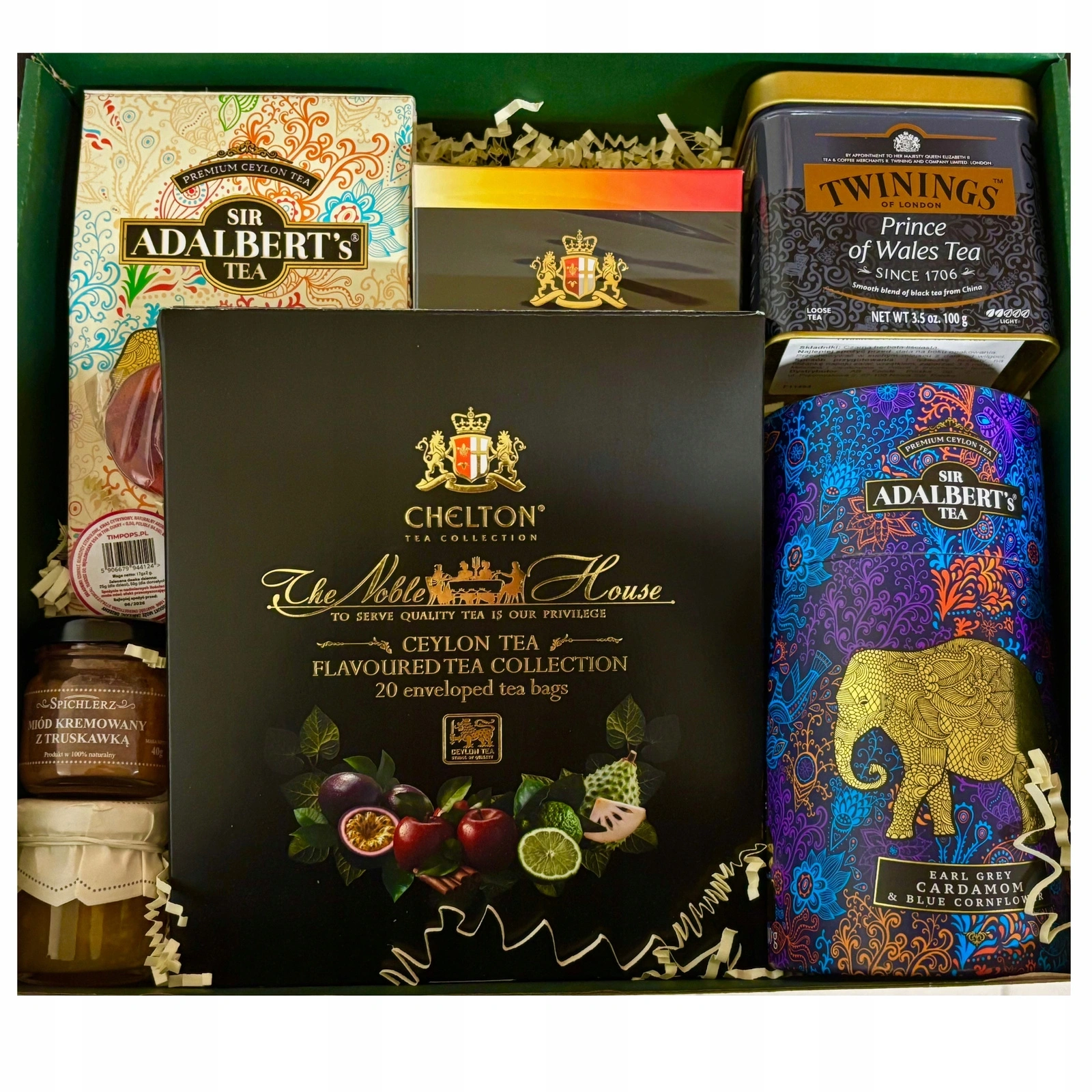 Zestaw prezentowy z herbatami konfiturą i miodem Box prezentowy