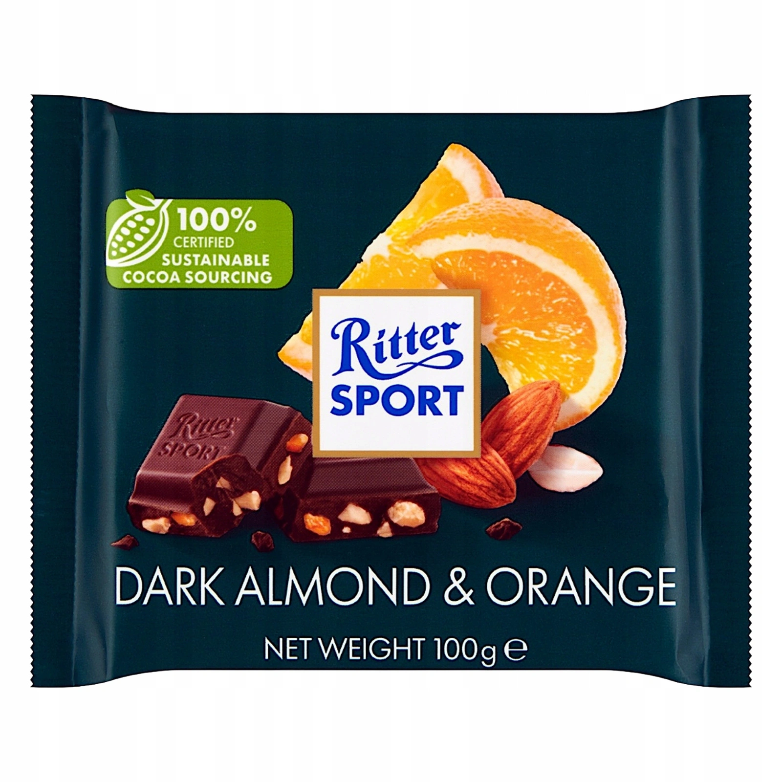 Ritter Sport Czekolada deserowa z migdałami i skórką pomarańczy 100g