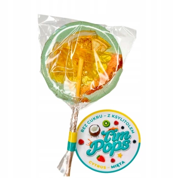 TimPops lizak bez cukru smak cytrus - mięta z owocem w środku 17g