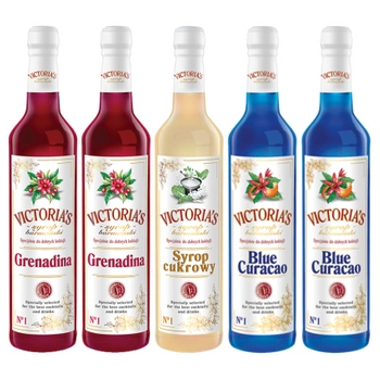 Victoria's zestaw syropów do drinków 5x490ml - Grenadina, Blue, Cukrowy
