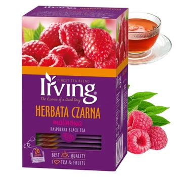 Irving czarna herbata malinowa 20 kopert