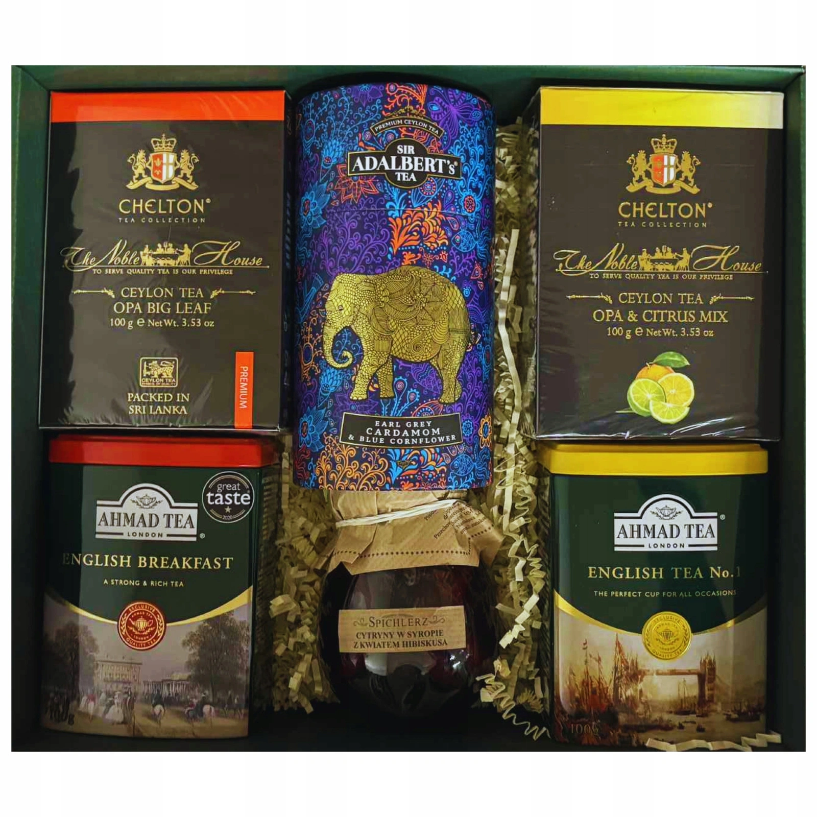 Zestaw prezentowy z herbatami i cytrynkami w syropie