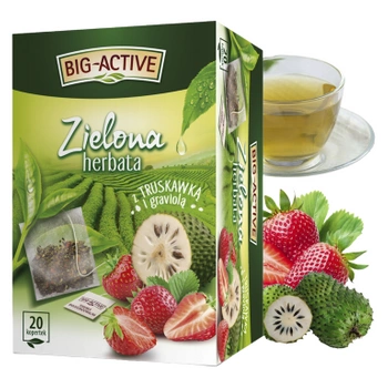 Truskawka graviola Big-Active herbata zielona 20 kopert