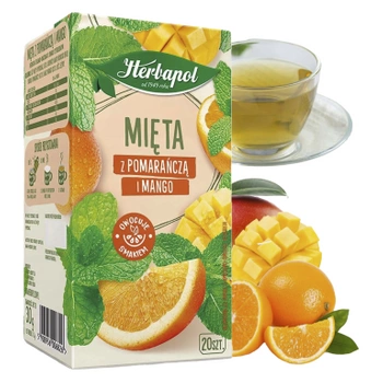 Mięta pomarańcza i mango Herbapol herbata ziołowa i owocowa 20 saszetek