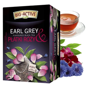 Big Active herbata czarna Earl Grey z płatkami róży 20 kopert