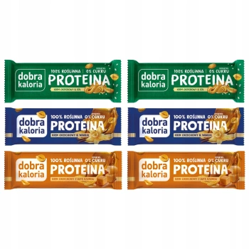 Dobra kaloria zestaw 6 batonów proteinowych bez cukru 3 smaki