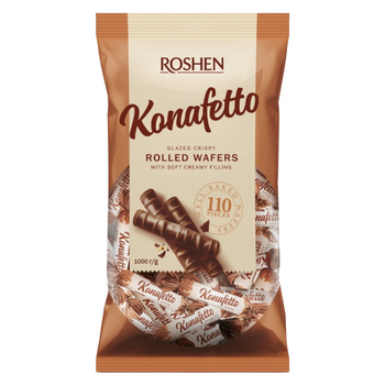 ROSHEN KONAFETTO chrupiące wafle z nadzieniem RURKI bianco 1 kg