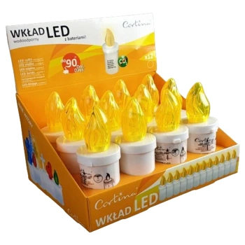 Cortina żółte wkłady do zniczy led Minor 12 sztuk