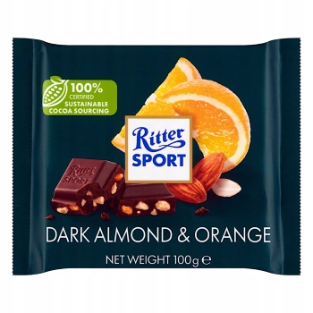 Ritter Sport Czekolada deserowa z migdałami i skórką pomarańczy 100g