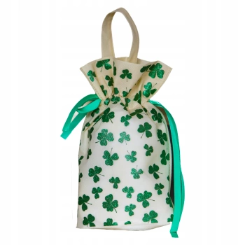 Worek prezentowy w koniczynki beżowy kolor 22x32 cm