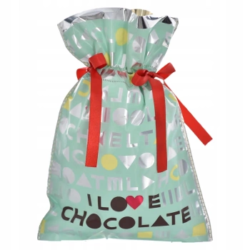 Worek prezentowy i love chocolate Miętowy kolor 20x30 cm