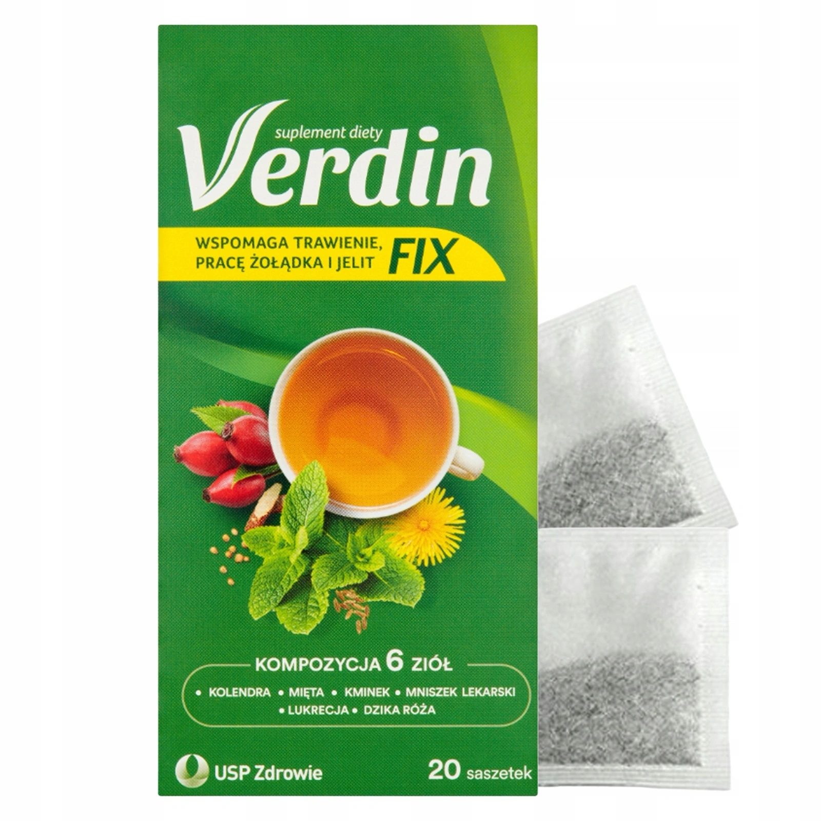 Verdin Fix Kompozycja 6 ziół herbata wspomagająca trawienie 20 saszetek