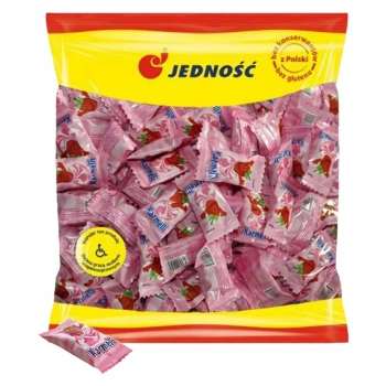 Karmelki truskawkowo - śmietankowe Jedność cukierki 1 kg