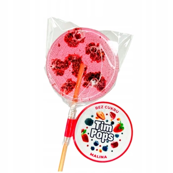 TimPops lizak bez cukru o smaku malinowym z owocem w środku 17 g