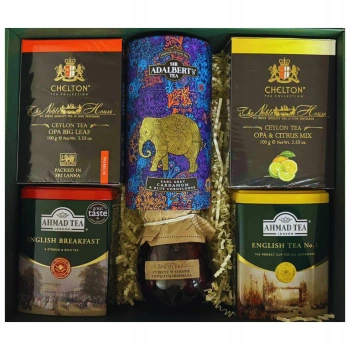 Zestaw prezentowy z herbatami i cytrynkami w syropie