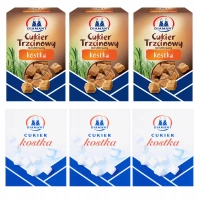 Zestaw cukru w kostkach - Cukier biały i trzcinowy