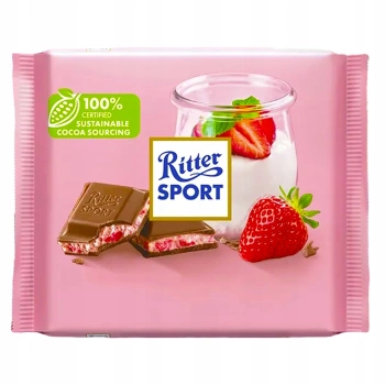 Ritter Sport Czekolada nadziewana kremem z jogurtu z truskawkami 100 g
