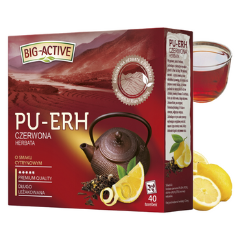 BIG ACTIVE herbata czerwona Pu-Erh CYTRYNA 40 torebek