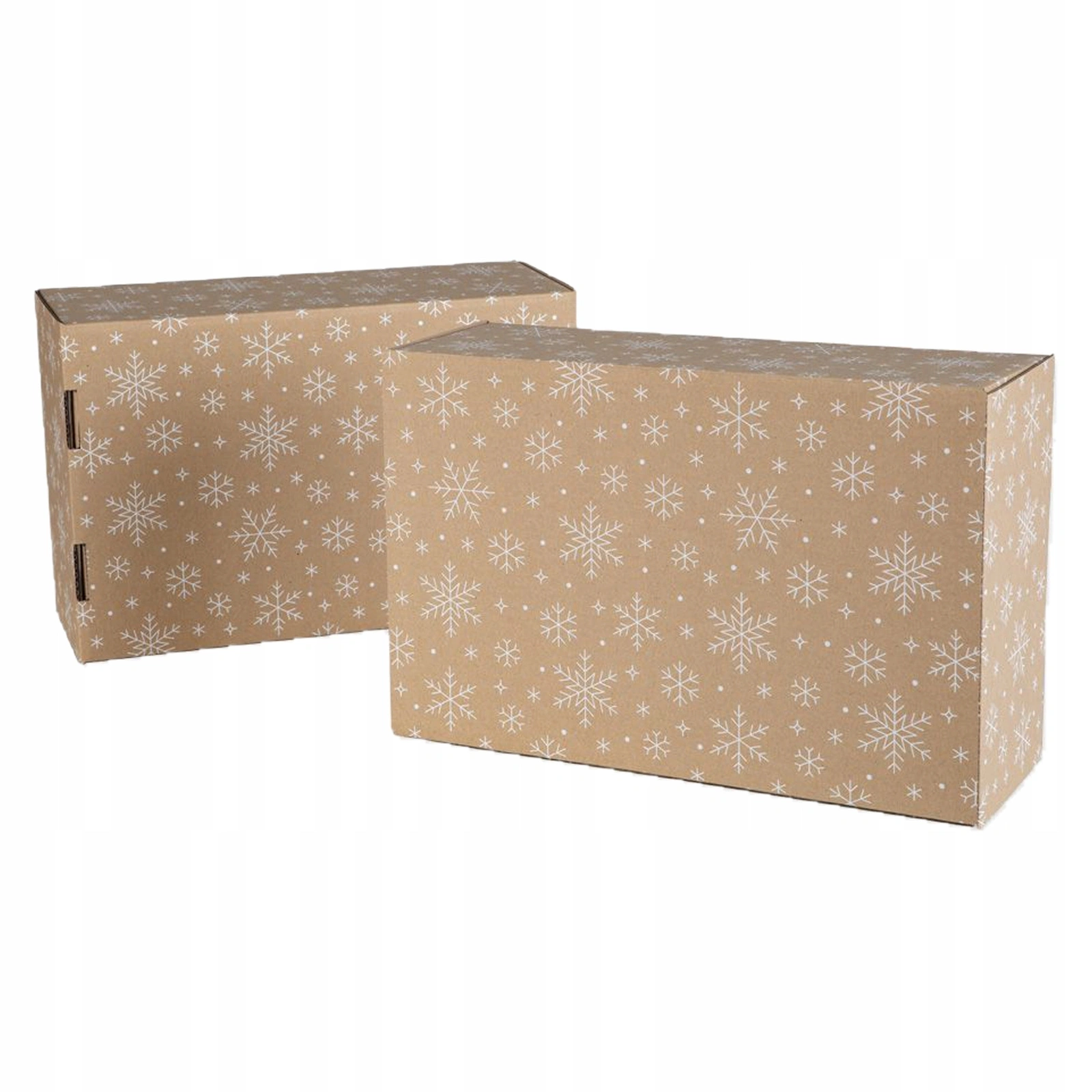 Pudełko fasonowe na prezent z białymi śnieżynkami 37,5x24,5x14cm