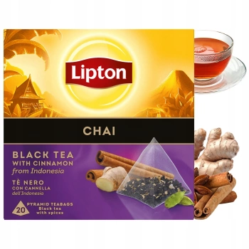 Herbata czarna Lipton Chai z cynamonem 20 piramidek