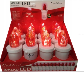 Cortina czerwone wkłady do zniczy led Minor 12 sztuk