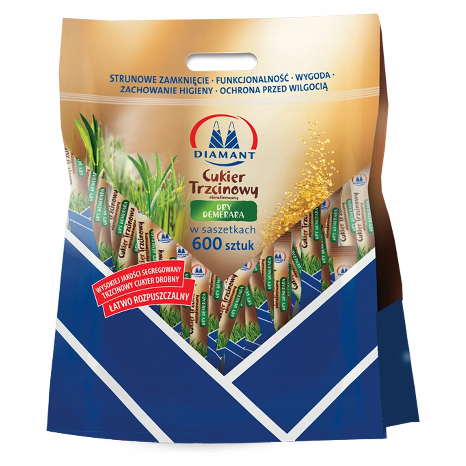 Diamant Cukier trzcinowy w saszetkach Dry Demerara 600 saszetek