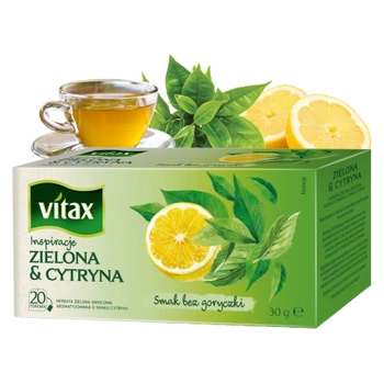 Zielona i cytryna Vitax herbata zielona o smaku cytryny 20 torebek