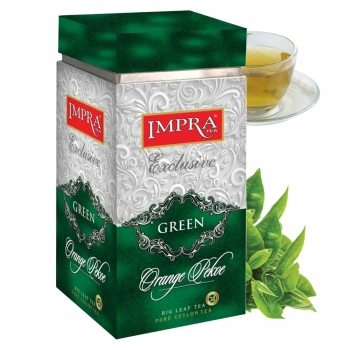 Impra Green Orange Pekoe herbata zielona liściasta w puszce 200 g