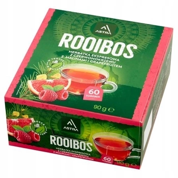 Malina i grejpfrut czerwona herbata Rooibos Astra 60 torebek
