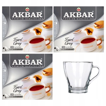 Zestaw prezentowy herbat czarnych Akbar + szklanka 280 ml