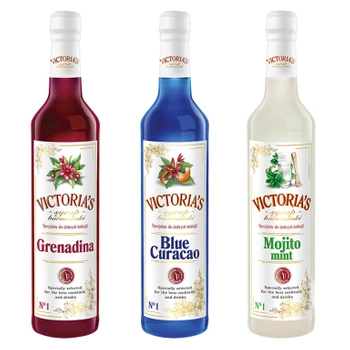 Victoria's zestaw syropów do drinków mix smaków 3x490ml - Blue Curacao, Grenadina, Mojito Mint