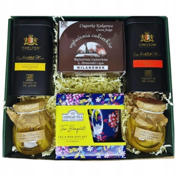 Zestaw prezentowy z kubkiem herbatami i krówkami