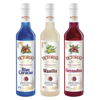 Victoria's zestaw syropów do drinków wanilia grenadina blue curacao 3x490ml