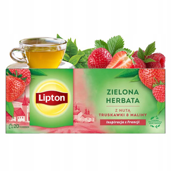 Lipton herbata zielona z nutą truskawki 20 torebek