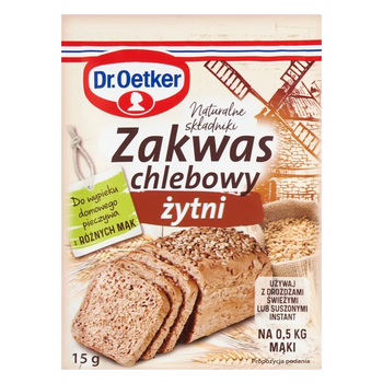 ŻYTNI ZAKWAS CHLEBOWY w proszku DR.OETKER do wypieku DOMOWEGO PIECZYWA 15 G