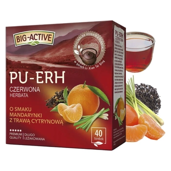 Mandarynka i trawa cytrynowa herbata czerwona Pu Erh Big Active 40 torebek