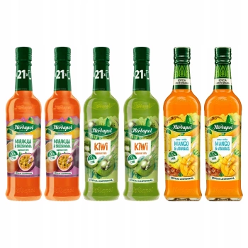 Herbapol zestaw syropów owocowych 6x420ml - Mango ananas, Kiwi, Marakuja brzoskwinia