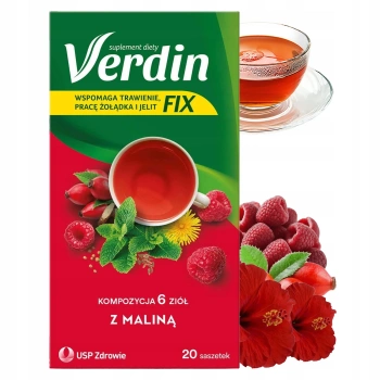 Verdin Fix z maliną herbata ziołowa 20 saszetek
