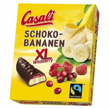 Pianki w czekoladzie Casali Schoko Bananen Wildberry XL 140g