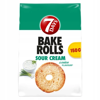 7 Days Bake Rolls Chrupki chlebowe o smaku śmietanowo cebulowym 150 g