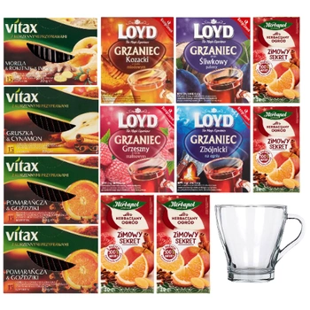 Herbata zimowa owocowa zestaw prezentowy + szklanka 280 ml