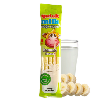 QUICK MILK słomki smakowe DO MLEKA o smaku BANANOWYM 5 sztuk 30G