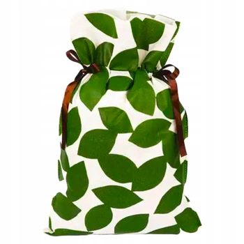 Pakado beżowy Worek prezentowy w zielone listki 30 x 45 cm