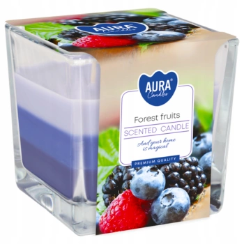 Aura trójkolorowa świeca zapachowa Owoce leśne 2 knoty 32 h