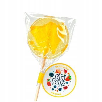 TimPops lizak bez cukru o smaku ananasowym z owocem w środku 17 g